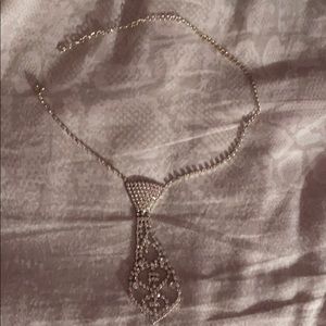 Tie rhinestone necklace